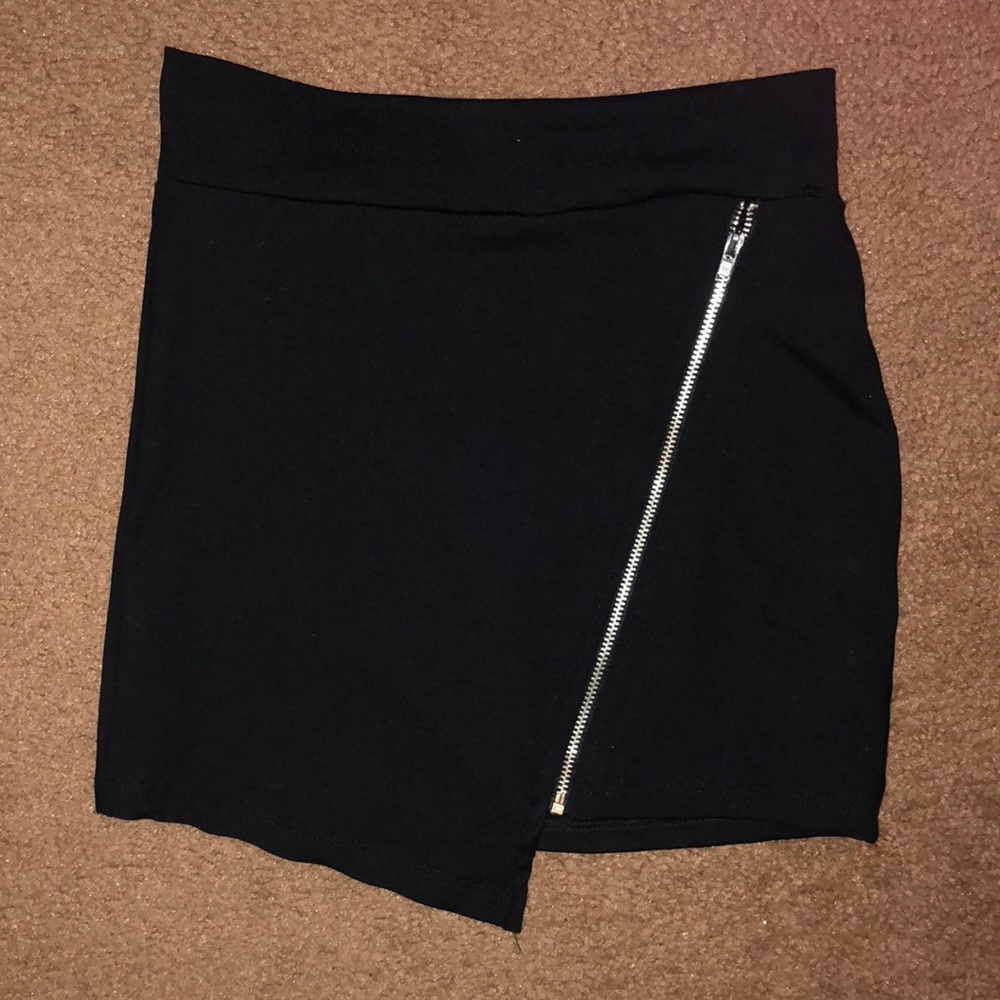 Asymmetrical Zip front mini skirt